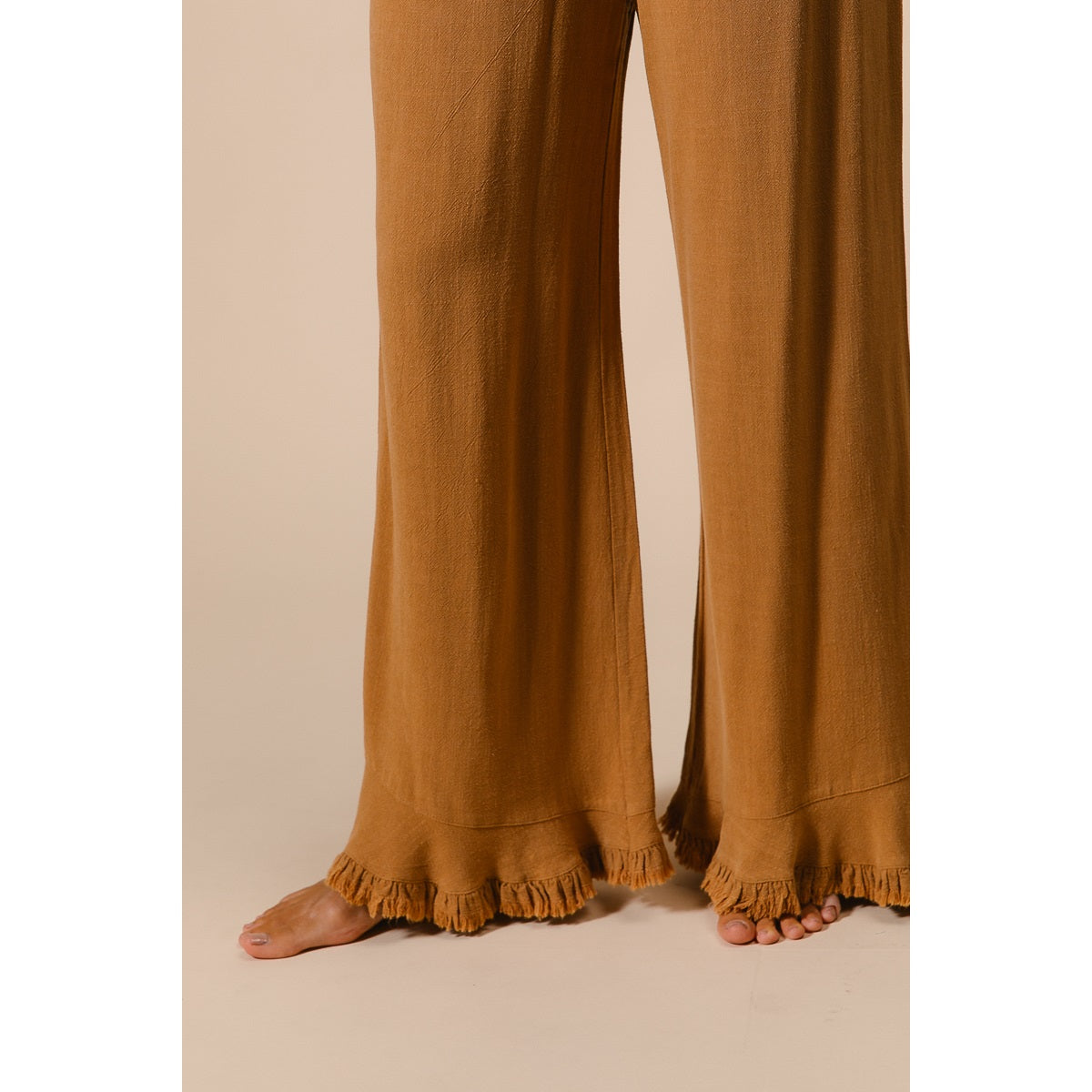 Washed Frayed Pants with Side Pocket