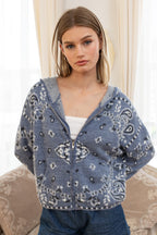 Pine Fuzzy Knit Hoodie Cardigan