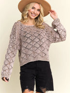 Long Sleeve Diamond Knit Sweater