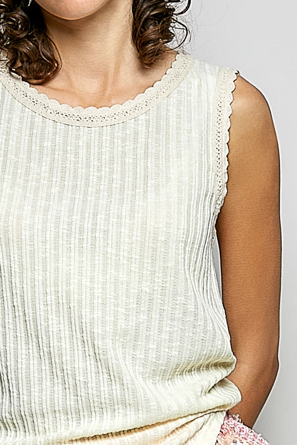 Round Neck Sleeveless Rib Knit Top
