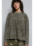Mixed Panel Thermal Vintage Wash Shirt