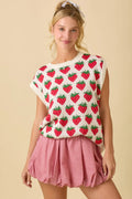 Strawberry Oversized Sleeveless Sweater