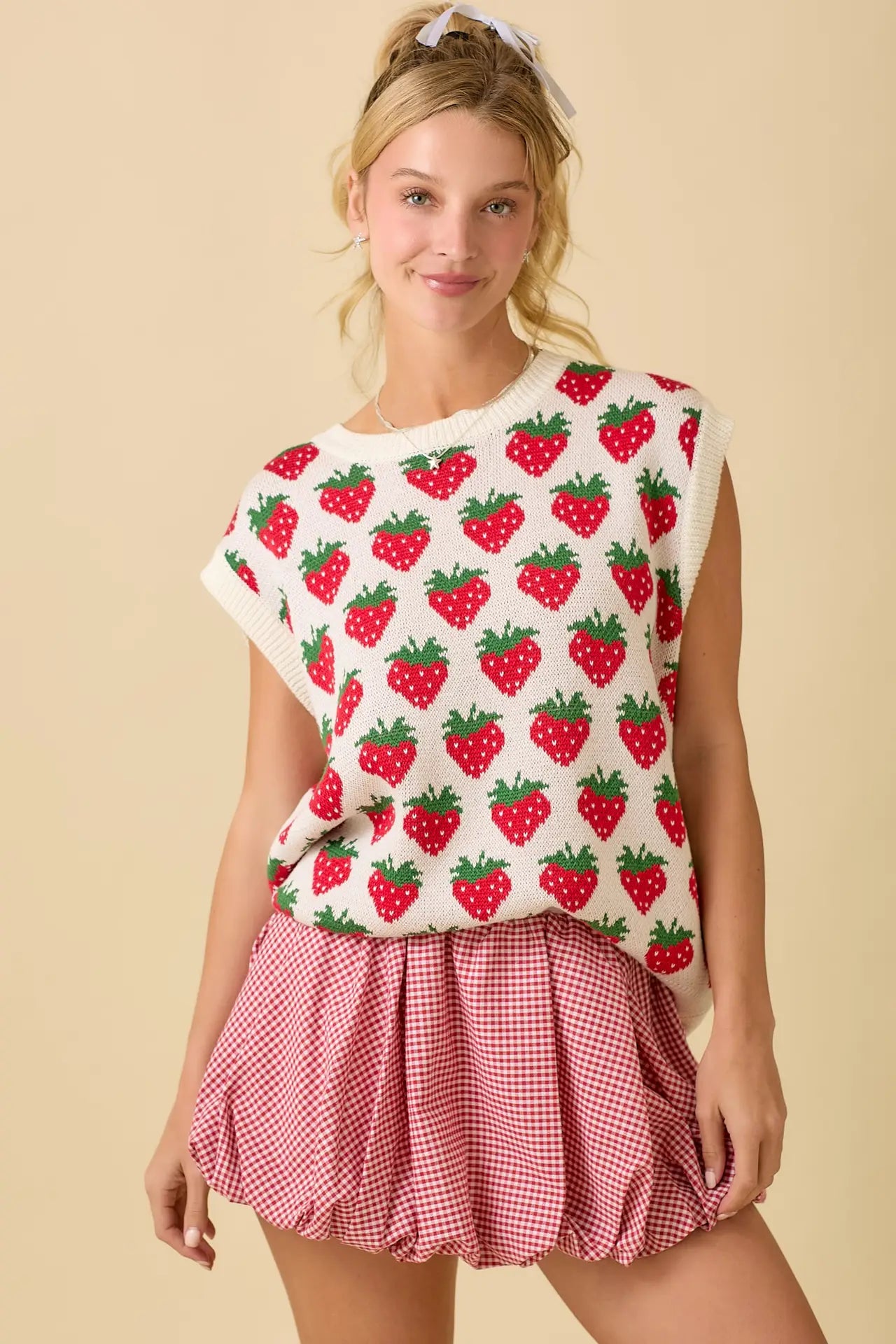 Strawberry Oversized Sleeveless Sweater