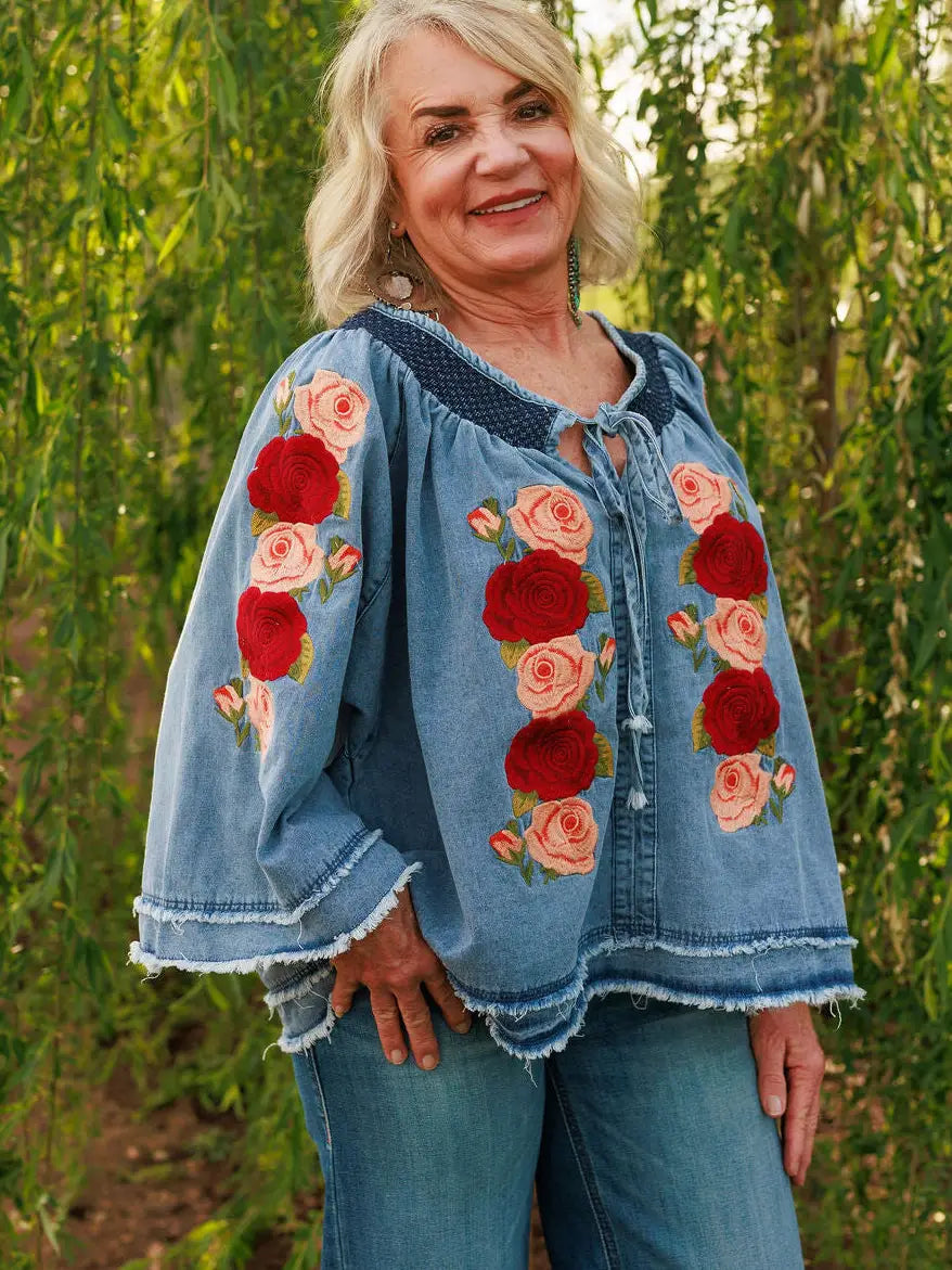 Denim and Rose Top
