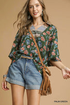 Floral Print Collar Blouse