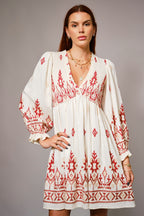 Smocked Boho Embroidered Dress