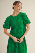 Button Closure Back Scallop Lace Top