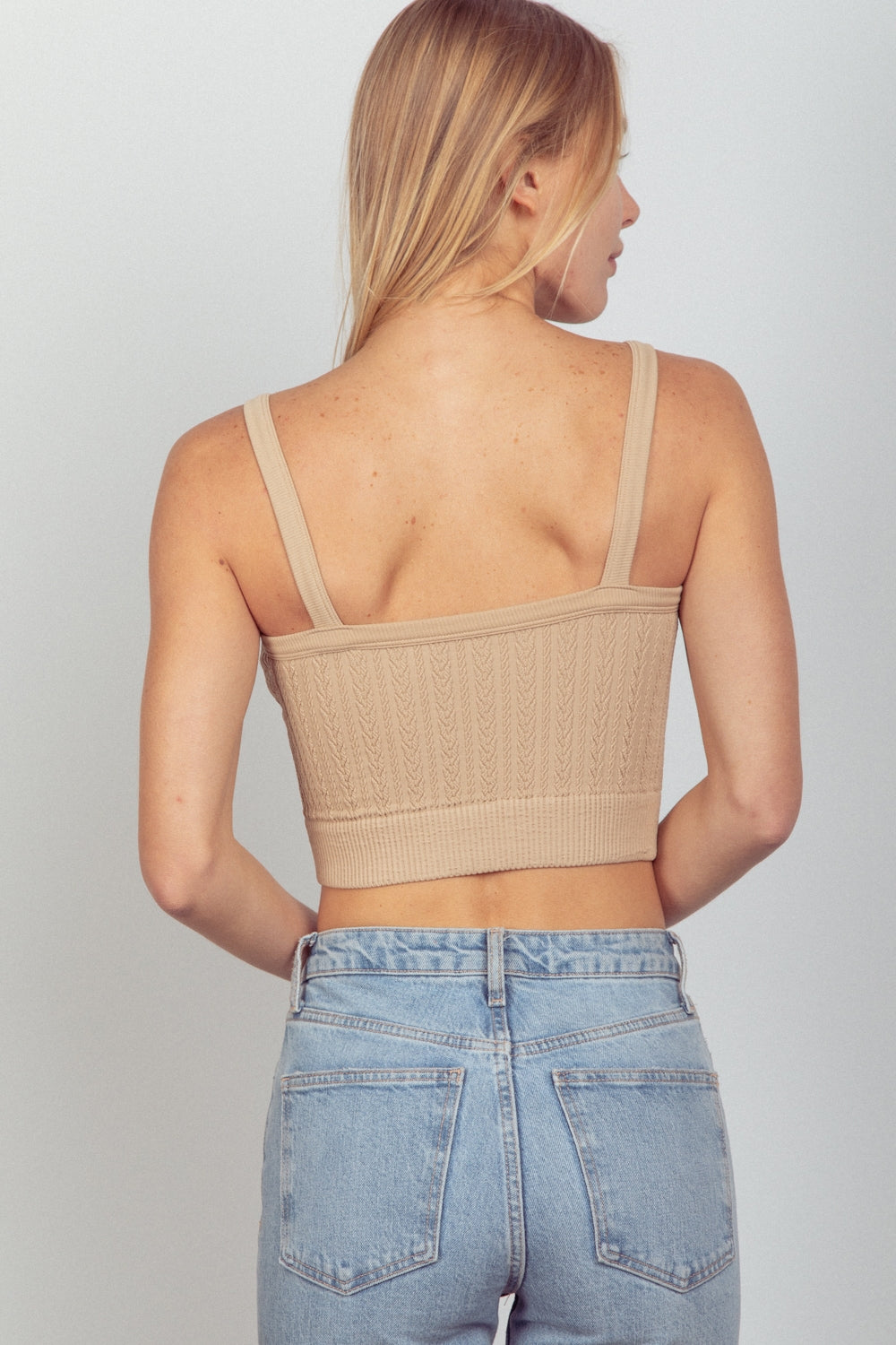 Cable Crop Knit Tank Top