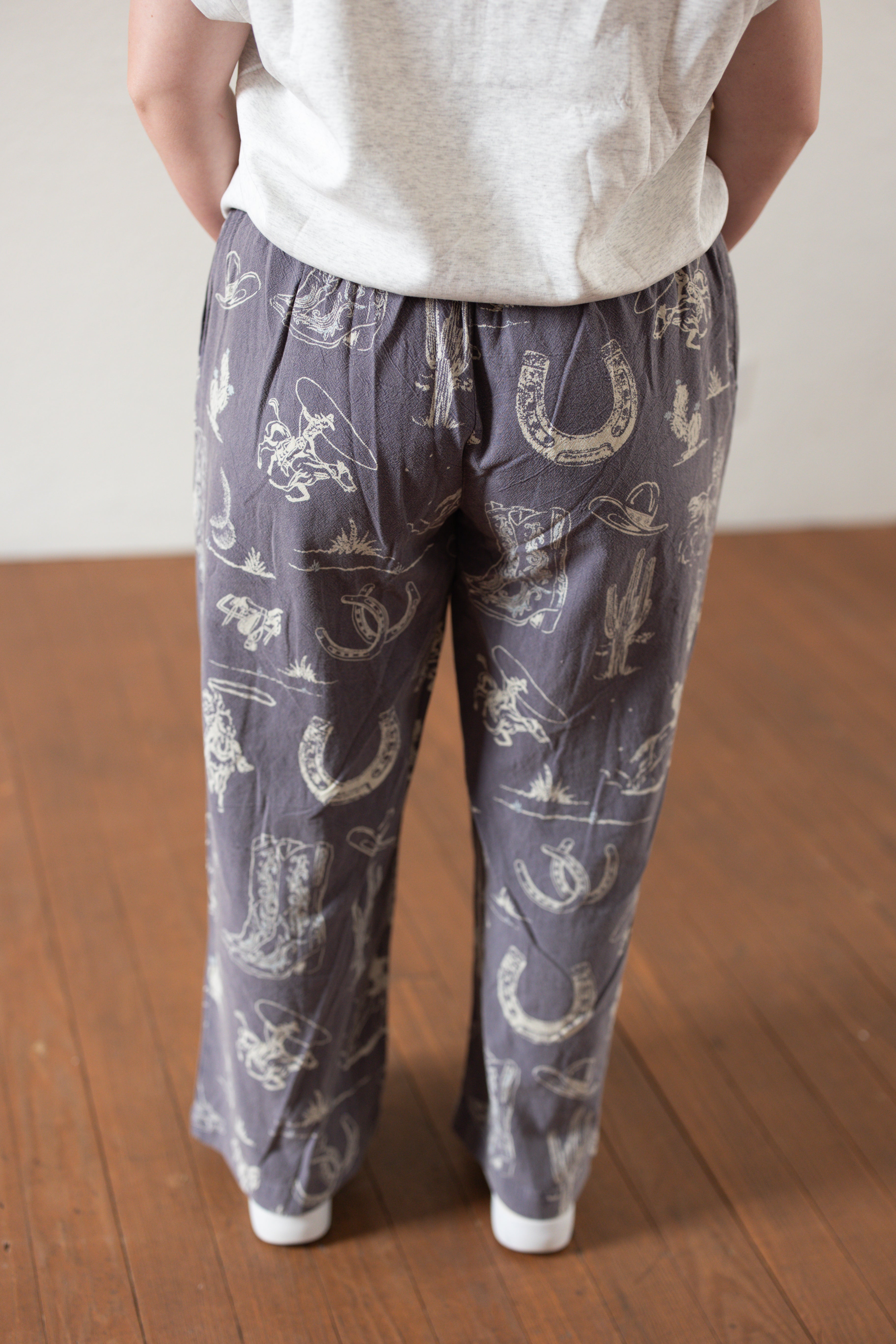 Western Motif Wide Leg Pants