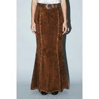 Suede Studded Maxi Skirt