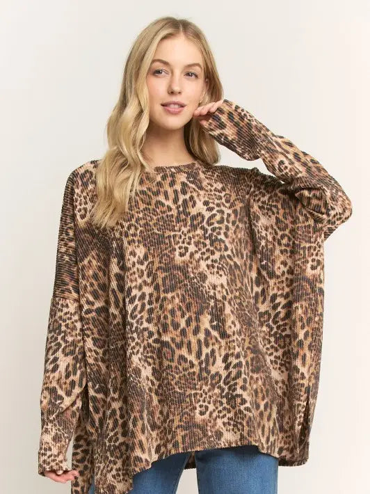 Long Sleeve Animal Urban Ribbed Top