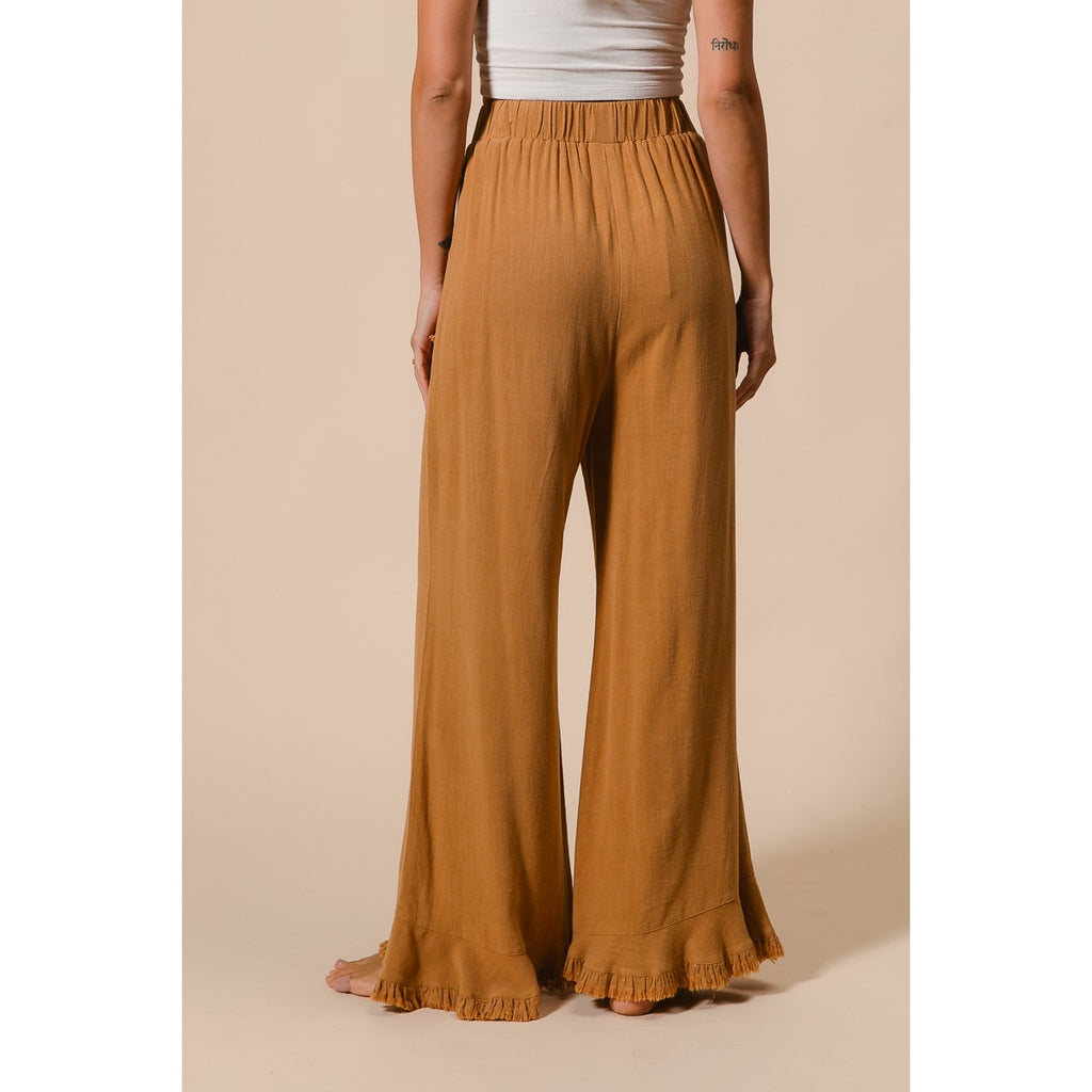 Washed Frayed Pants with Side Pocket