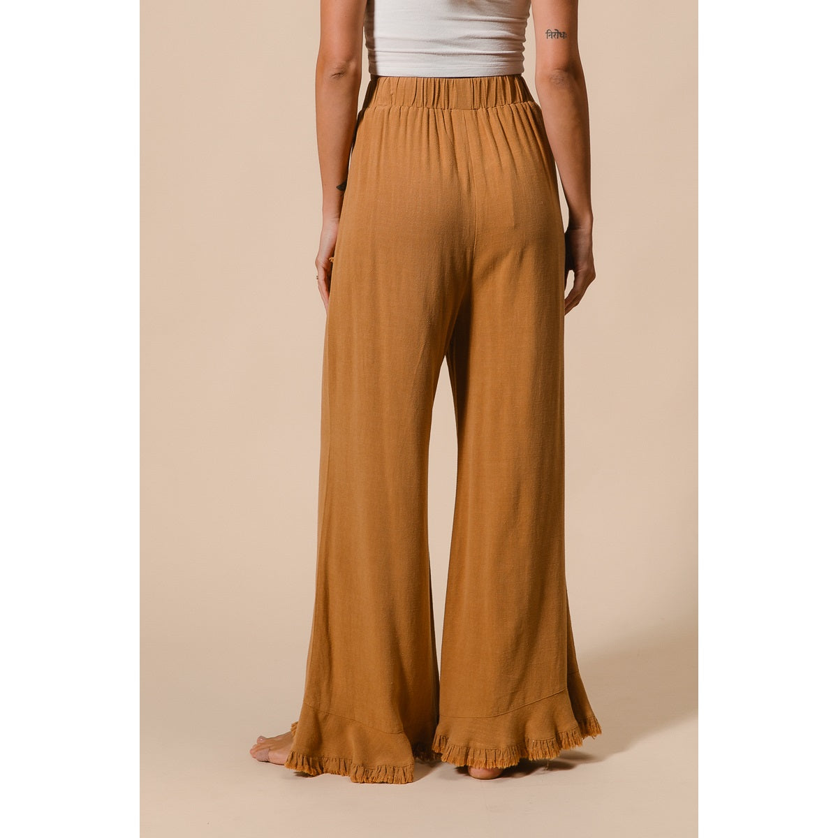 Washed Frayed Pants with Side Pocket
