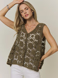 Boho Crochet Knit Button Vest Top