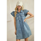 Washed Denim Utility Dress