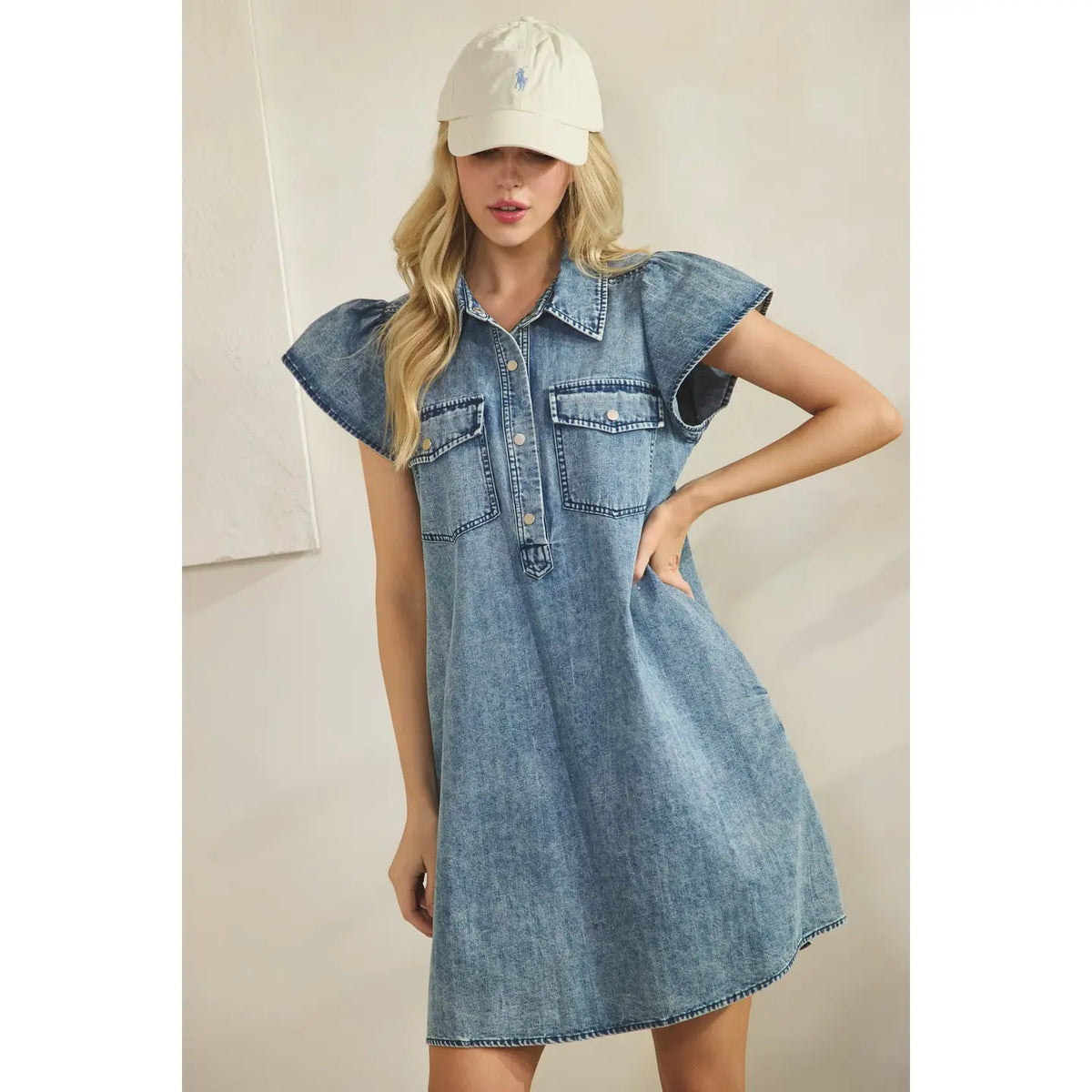 Washed Denim Utility Dress