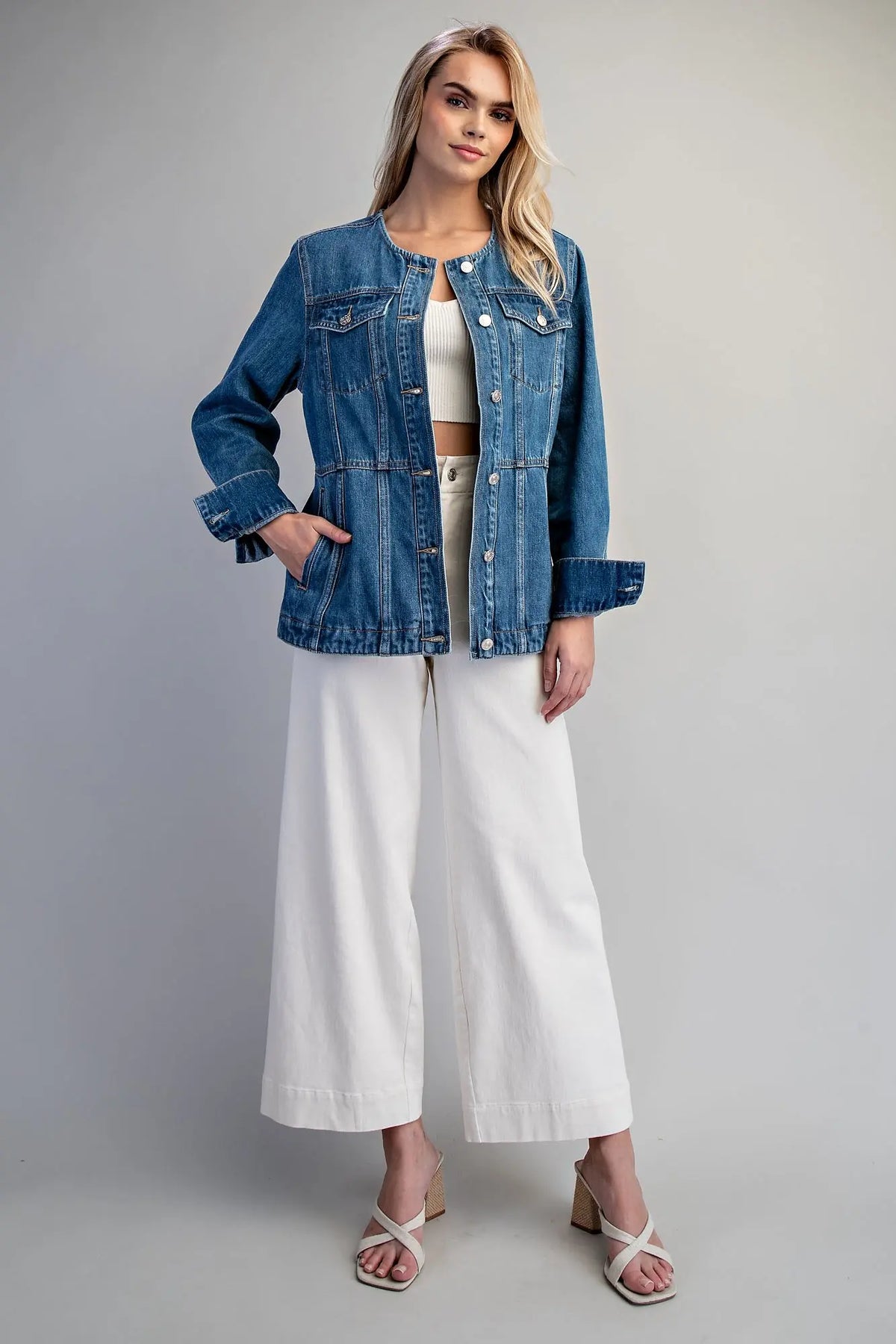 Denim Round Neck Jacket