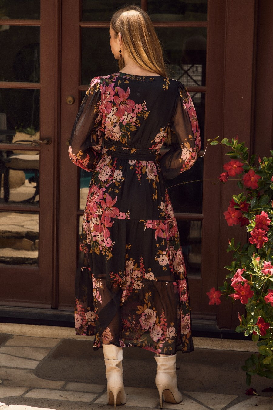 Floral Chiffon Midi Dress