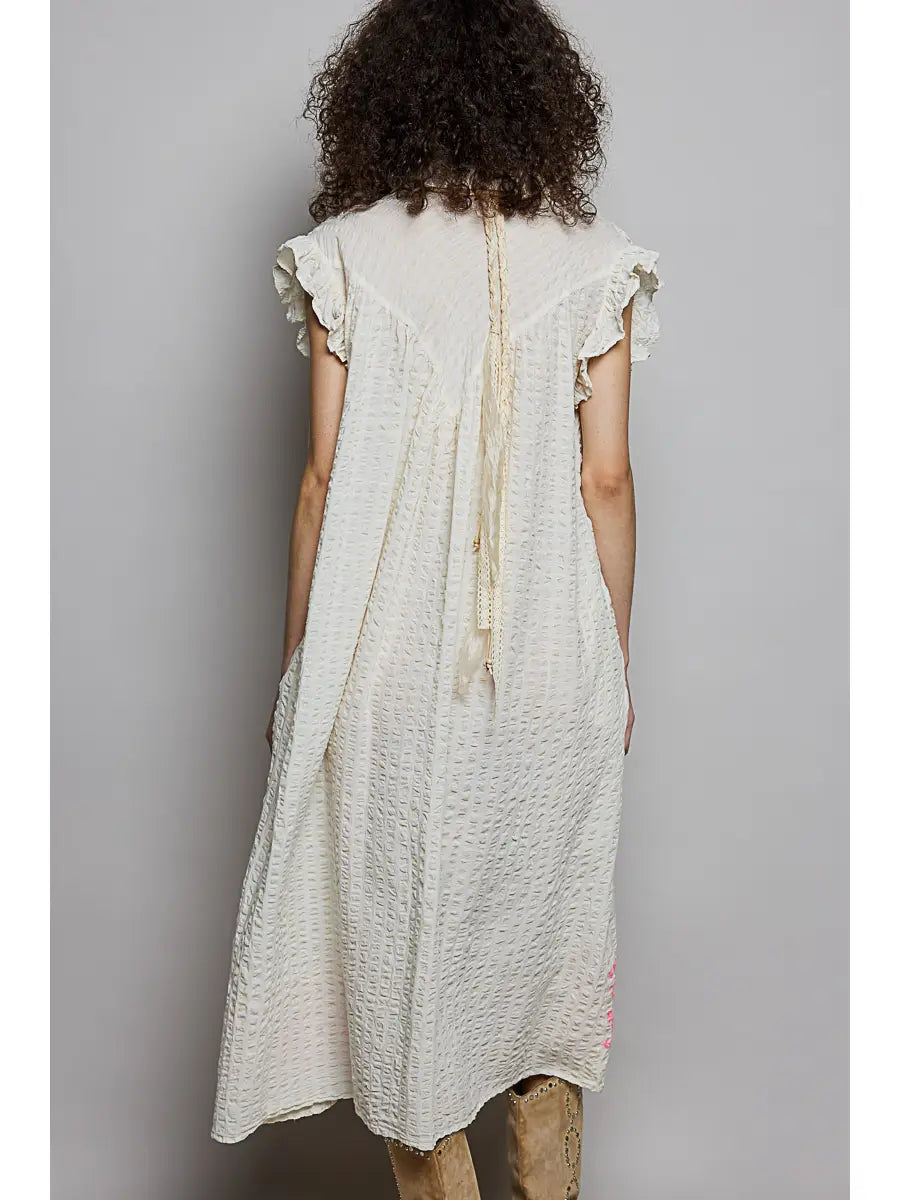 Saint Lucia Embroidered Shirt Dress
