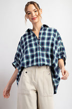 BUTTON DOWN PLAID TOP