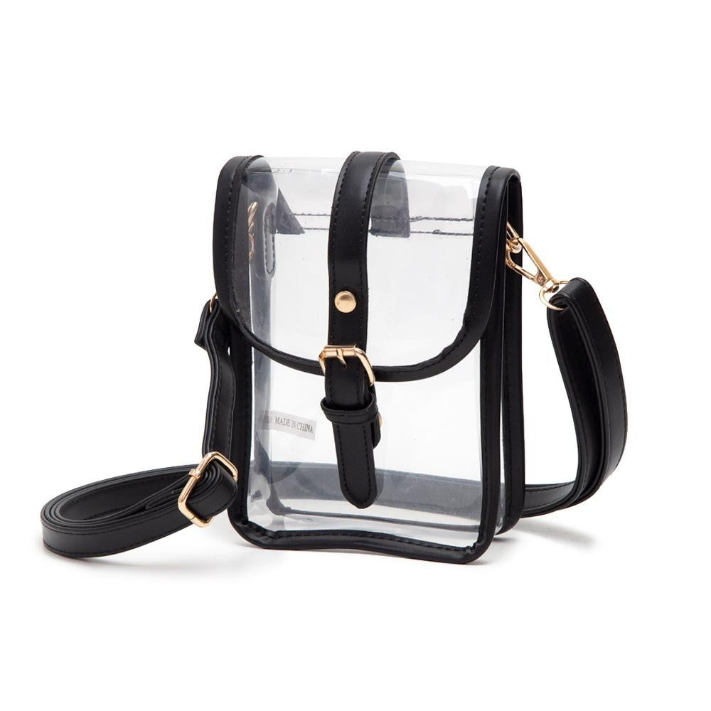 Leather Trimmed Clear Crossbody