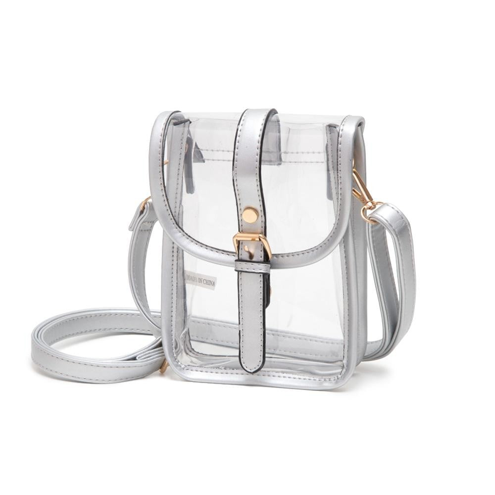 Leather Trimmed Clear Crossbody