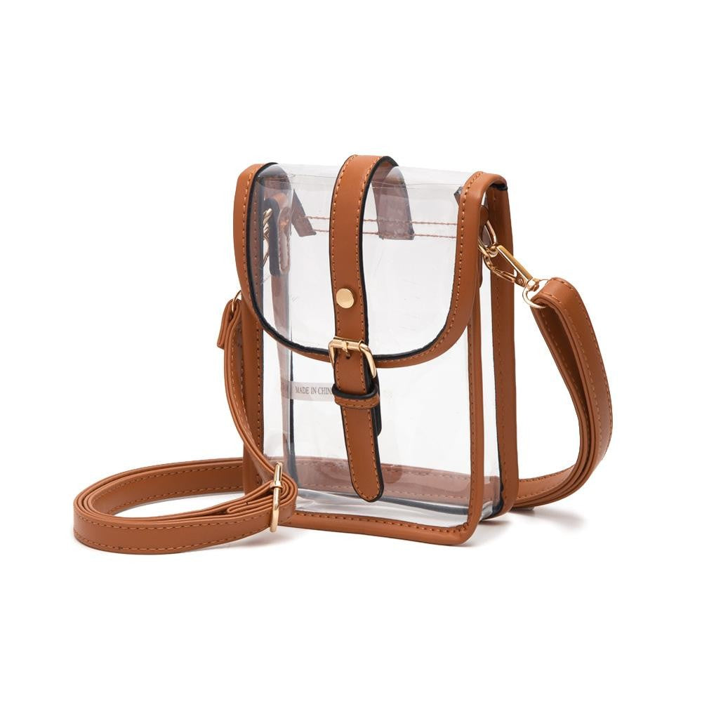 Leather Trimmed Clear Crossbody