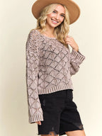 Long Sleeve Diamond Knit Sweater
