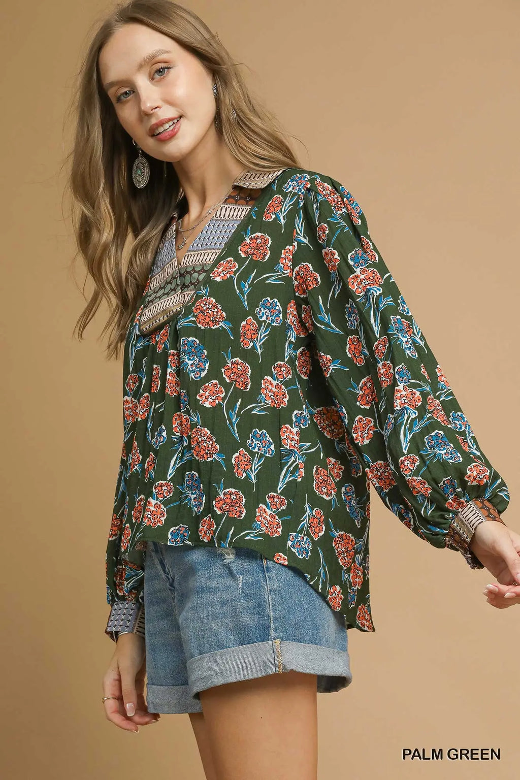 Floral Print Collar Blouse