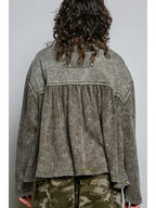 Mixed Panel Thermal Vintage Wash Shirt