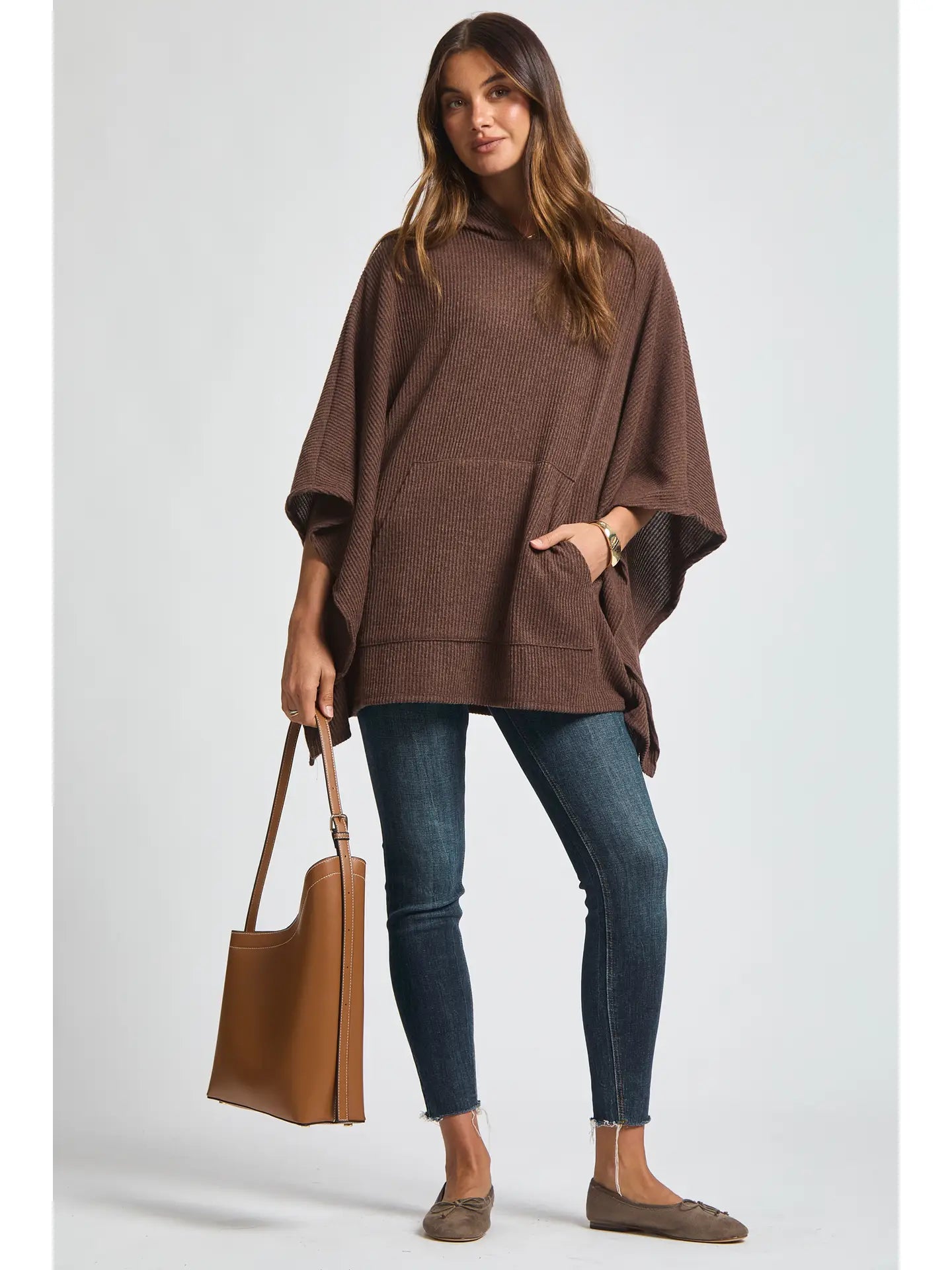 Ribbed Knit Poncho Top