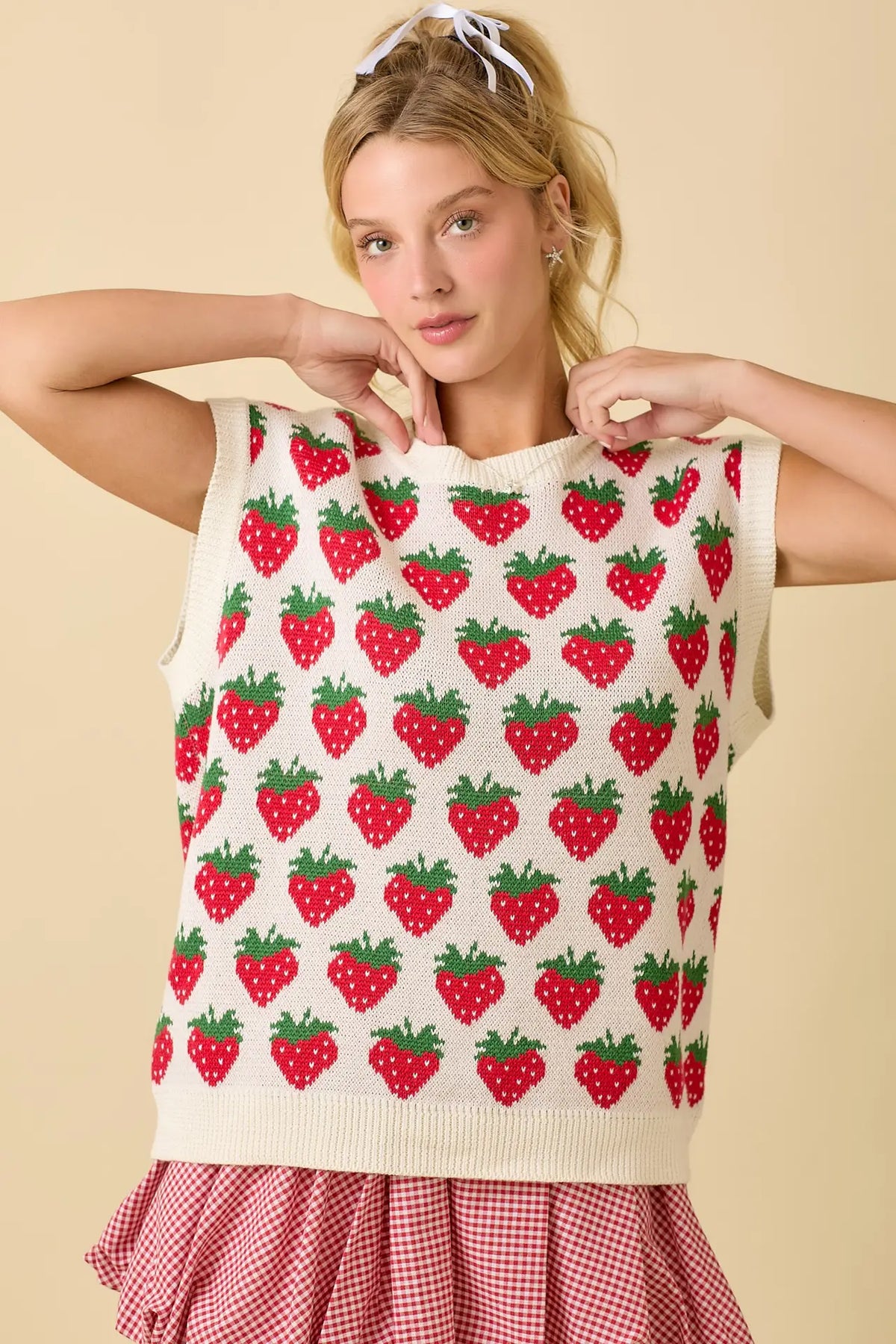 Strawberry Oversized Sleeveless Sweater