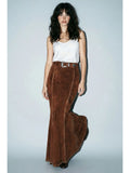 Suede Studded Maxi Skirt