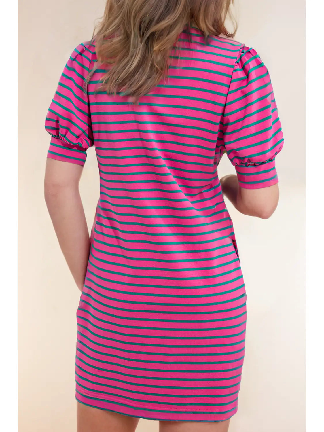 Stripe Collared V Neck T-Shirt Dress