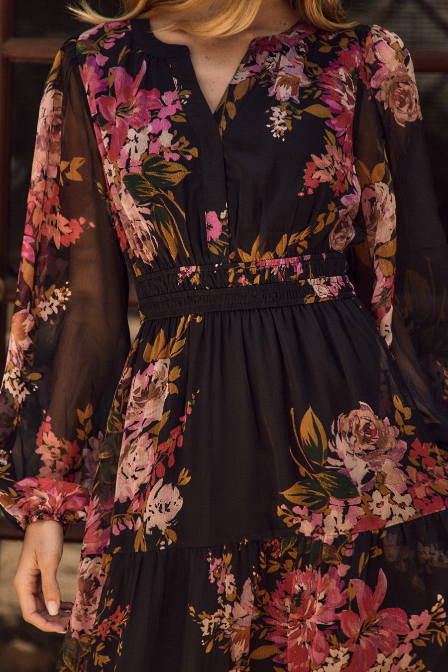 Floral Chiffon Midi Dress