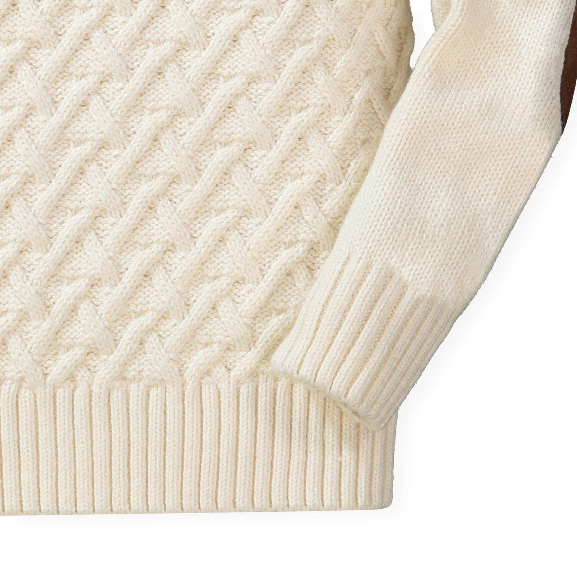 Herringbone Cable Sweater with Elbow Patches