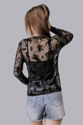 Lets Rodeo Velvet Mesh Top