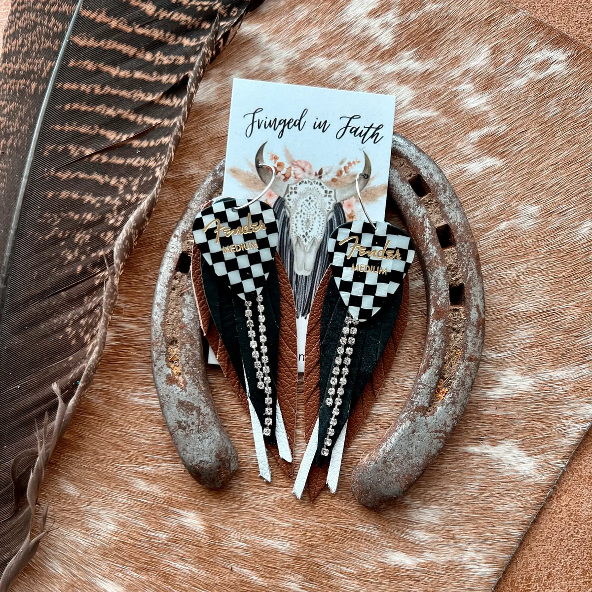 Checked Out Fringed Earring