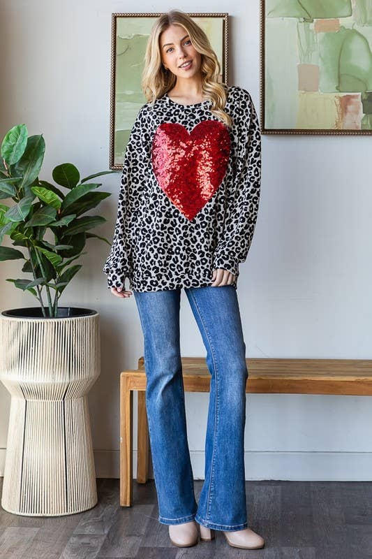 ANIMAL PRINT TOP W/ Heart