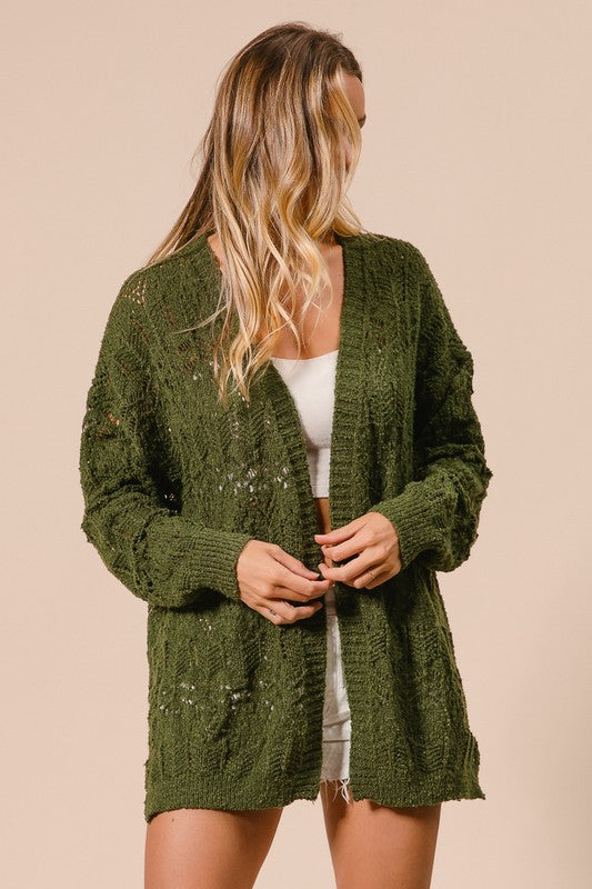 Long Pointelle Cardigan