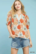 Floral Print Puff Sleeve Top