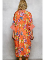 Short Sleeve Floral Printed Maxi Length Button Down Dress