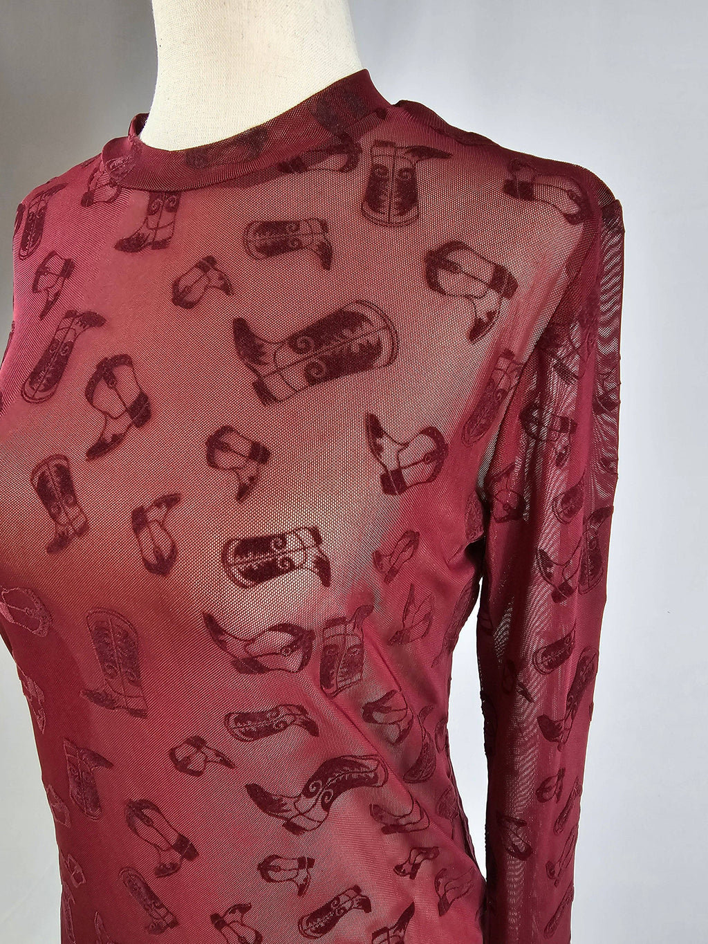 Blame it on the Boots Velvet Mesh Top