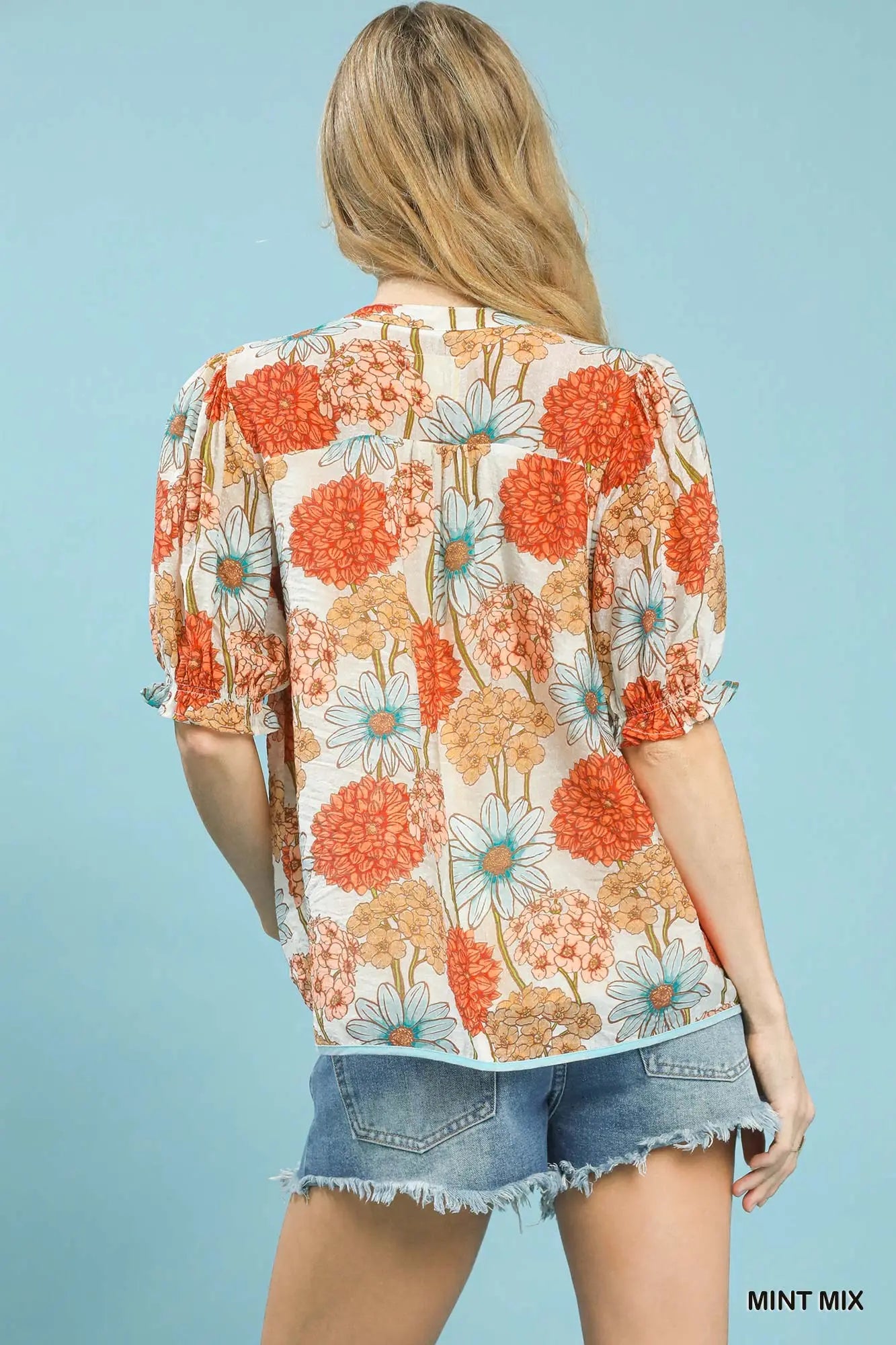 Floral Print Puff Sleeve Top