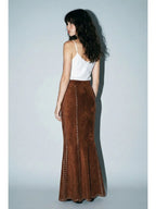 Suede Studded Maxi Skirt
