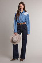 Romantic Lace Detail Denim Shirt