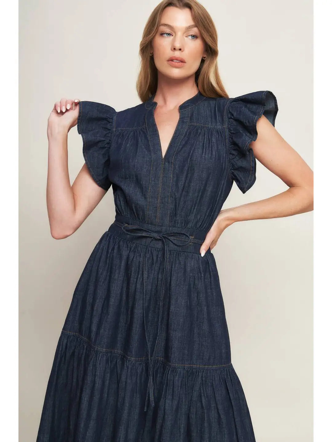 Lighweight Denim Midi Dress