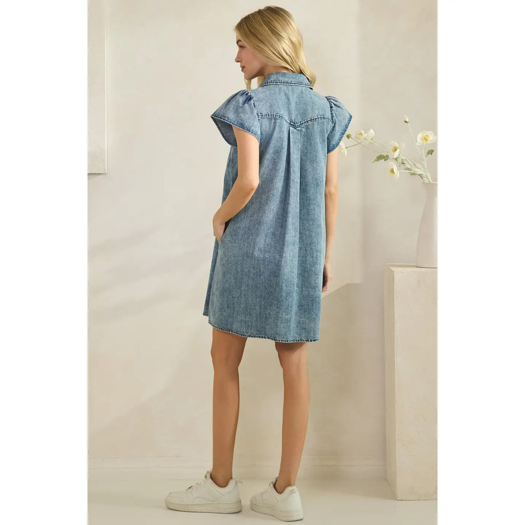 Washed Denim Utility Dress