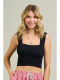 Smocked Square Neck Tank Top