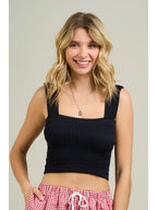 Smocked Square Neck Tank Top